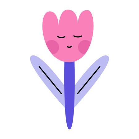 Cute pink sleeping flowerのイラスト素材