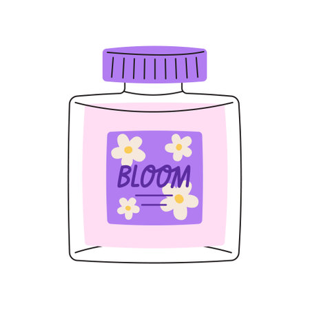 Colorful perfume bottle with flowersのイラスト素材