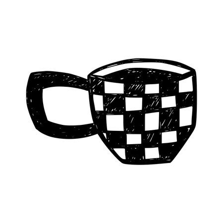 Checkered coffee cupのイラスト素材