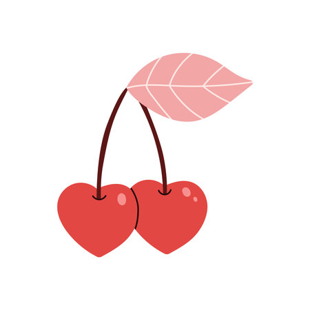 Heart shaped cherriesのイラスト素材