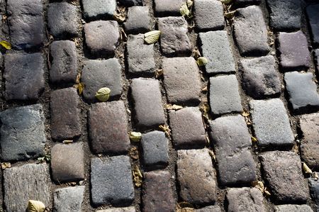 Suggestive shot of an old-style road with a warm lightの写真素材