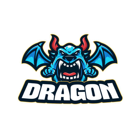 logo baby dragon logo mascot angryのイラスト素材