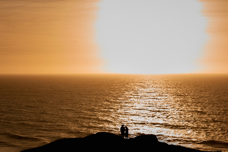 San Francisco bay area sunset in the fallの写真素材