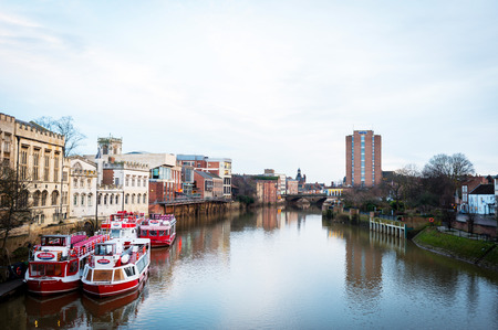 River Ouse view from the Station Rd bridge in York, United Kingdom on Jan 2014.のeditorial素材