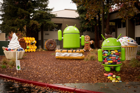 Android figures by the name of desserts on Google Campus in Silicon Valley Nov 2014.のeditorial素材
