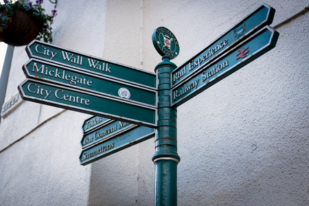 Street sign by the train station in York Town of United Kingdom in Jan 2014.のeditorial素材