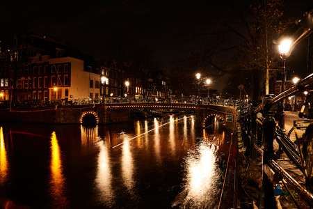 Beautiful Amsterdam city at the evening time. Amsterdam, Netherlands.の写真素材