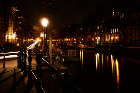 Beautiful Amsterdam city at the evening time. Amsterdam, Netherlands.の写真素材