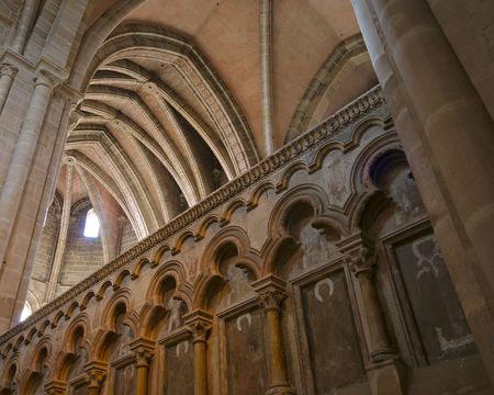A wall and ceiling photograph of Bamberg's Imperial Cathedral.