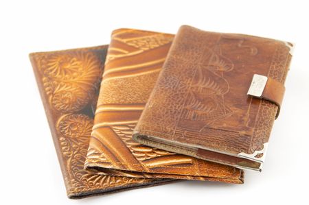 A set of covers from a leather, a notebook, the passport, the driver's licenseの写真素材