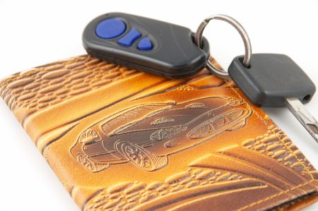 Set of the driver, the driver's license and keys from the machine