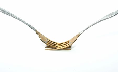 Two linked plugs on a white backgroundの写真素材