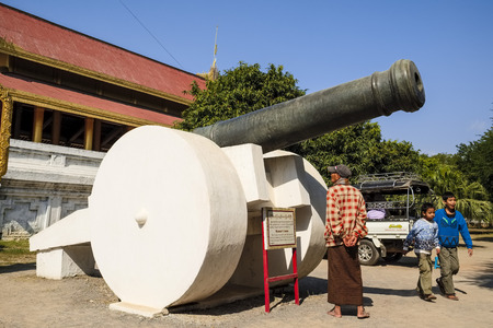 Cannon in front of Mandalay Palace in Mandalay, Myanmarのeditorial素材