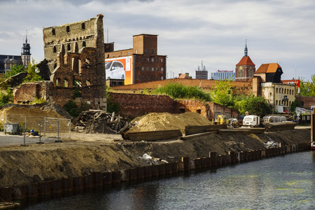Ruins on Bleihofinsel Island, Gdansk, Polandのeditorial素材