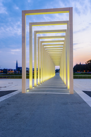 Portico, entrance to the site of the Federal Garden Show in 2009, Schwerin, Mecklenburg-Western Pomerania, Germanyのeditorial素材