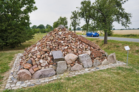 Denkpyramide or thinking pyramid, memorial for the forced relocations of the "Operation Vermin" in 1952, Vockfey, Lower Saxony, Germanyのeditorial素材