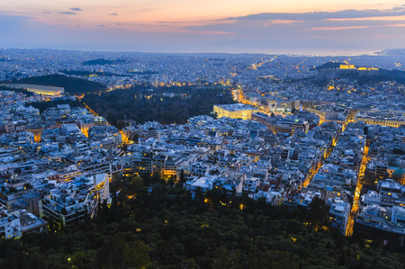 View of Athens at night, Greeceのeditorial素材
