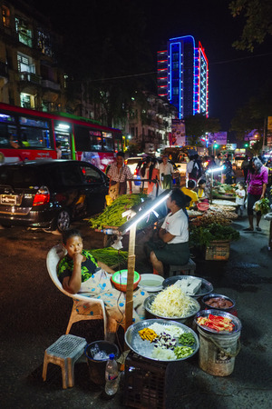 Street market in Yangon, Myanmarのeditorial素材