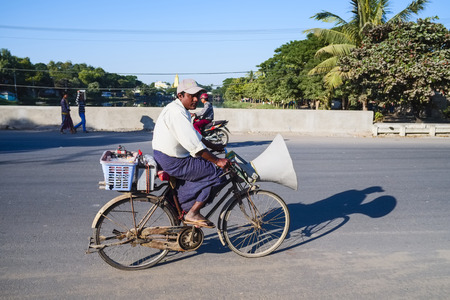 Bicycle Loudspeaker, Mandalay, Myanmar, Asiaのeditorial素材