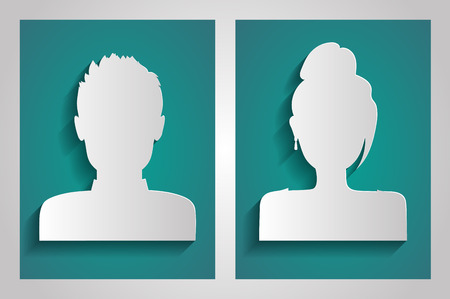 male and female avatars. Paper silhouettes.のイラスト素材