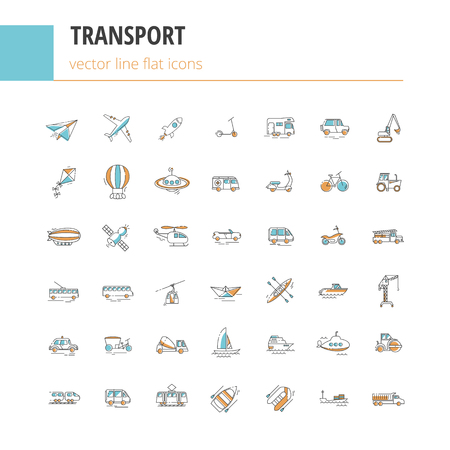 Set vector line icons in flat design transport.のイラスト素材