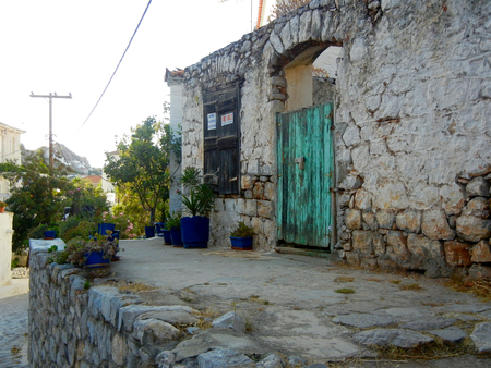 Turquoise door and homeのeditorial素材