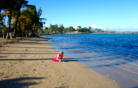 Girl on Beach in Puerto Ricoの写真素材
