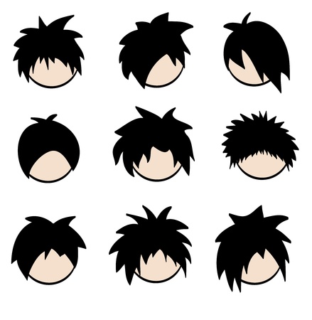Set of Emo Hairstylesのイラスト素材