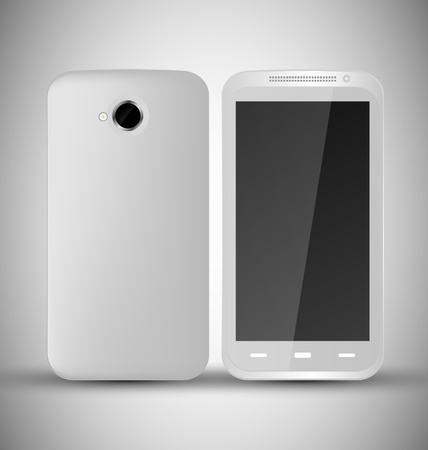 Common White Smart Phone front and back viewのイラスト素材