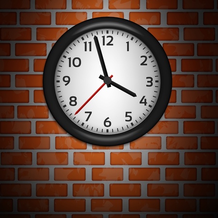 Black Clocks on brick wallのイラスト素材
