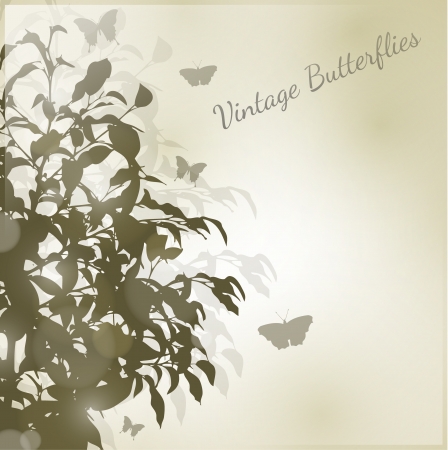 Brown Butterfly vintage silhouette backgroundのイラスト素材