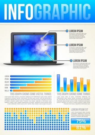 Technology Infographic Template with graphsのイラスト素材