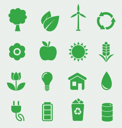 16 Green Ecology icons setのイラスト素材