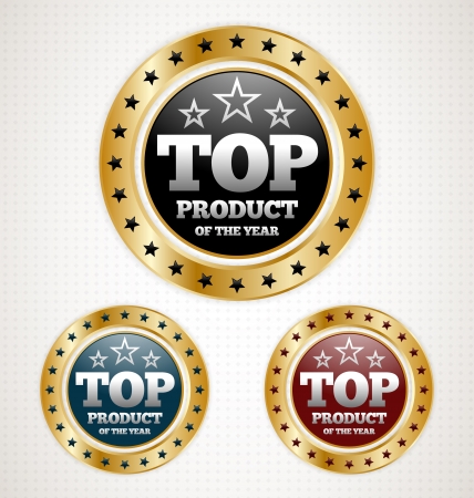 Three Top Product Gold Badgesのイラスト素材