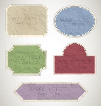 Vintage Crumpled paper labels setのイラスト素材
