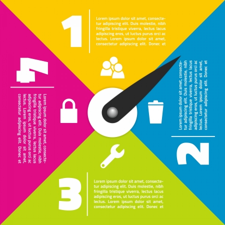Colorful Flat infographic with pointerのイラスト素材