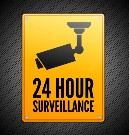 Yellow Surveillance sign on steel backgroundのイラスト素材