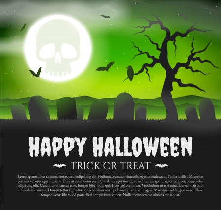 Halloween Card with gravestones and moonのイラスト素材