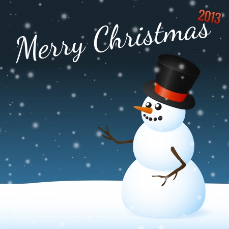 Christmas snowman card with falling snowのイラスト素材