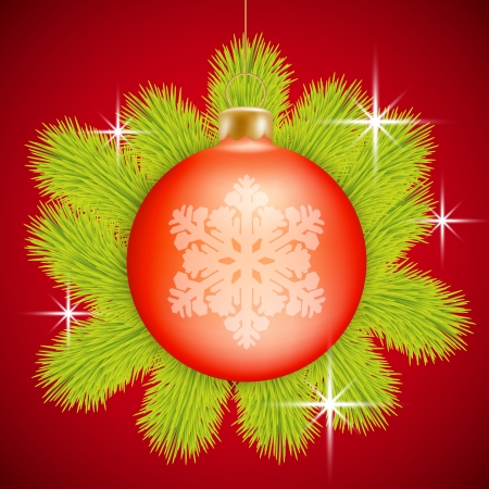 Christmas baubles in front of fir needlesのイラスト素材