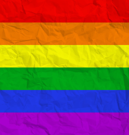 Rainbow flag on crumpled paperのイラスト素材
