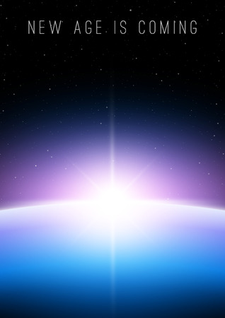 Sunrise above blue planet in universeのイラスト素材
