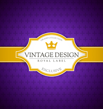 Yellow Vintage label on purple backgroundのイラスト素材
