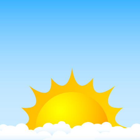 Sun above clouds with blue sky backgroundのイラスト素材