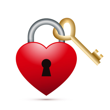 Heart lock with Heart shape keyのイラスト素材