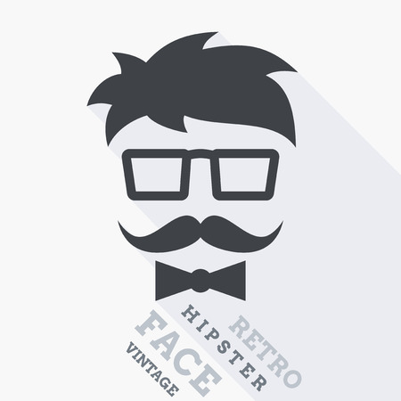 Abstract Hipster face with hair, glasses, mustache and bowtieのイラスト素材