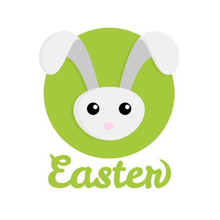 Easter Rabbit icon on green backgroundのイラスト素材