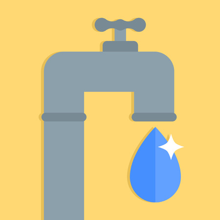 Flat design water tap with water dropのイラスト素材