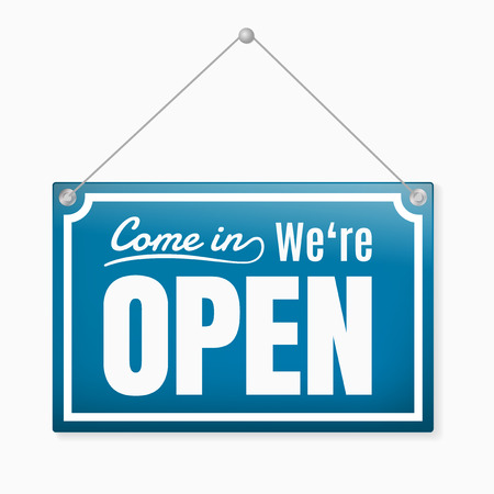 Retro open sign, blue colorのイラスト素材