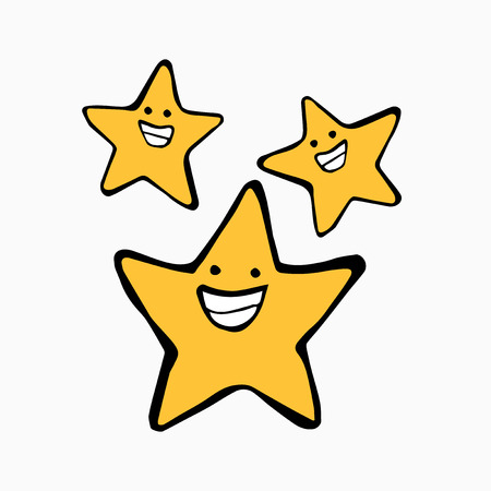 Smiling stars, cartoon illustrationのイラスト素材